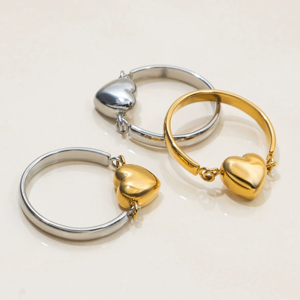 Stainless Steel Geometric Heart Ring Minimalist Style Electroplating Jewelry Unisex