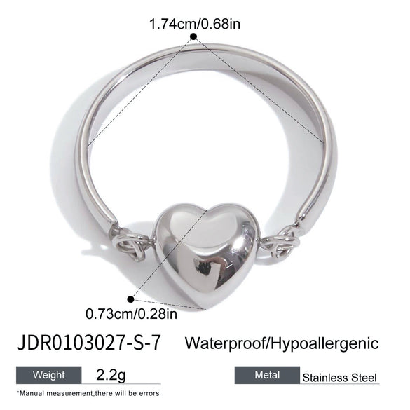 Stainless Steel Geometric Heart Ring Minimalist Style Electroplating Jewelry Unisex