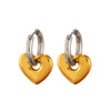 Stainless Steel Geometric Heart Round Hiphop Earrings For Women With Electroplating