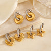 Stainless Steel Geometric Heart Round Hiphop Earrings For Women With Electroplating