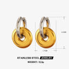 Stainless Steel Geometric Heart Round Hiphop Earrings For Women With Electroplating