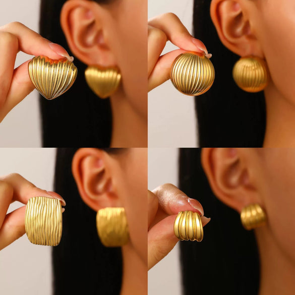 Stainless Steel Geometric Heart Shape Electroplated Women's Earrings Stud