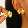 Stainless Steel Geometric Heart Shape Electroplated Women's Earrings Stud
