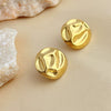 Stainless Steel Geometric Heart Shape Electroplating Oval Earrings For Couple