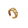 Stainless Steel Geometric Heart Shape Open Ring Plated 18K Gold Unisex