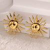 Stainless Steel Geometric Heart Striped Earrings For Women With Electroplating Design