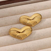 Stainless Steel Geometric Heart Striped Earrings For Women With Electroplating Design