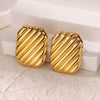 Stainless Steel Geometric Heart Striped Earrings For Women With Electroplating Design