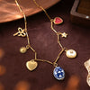 Stainless Steel Geometric Heart Sun And Moon Pendant Necklace Vacuum Plated 18K Gold Color Preservation