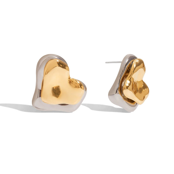 Stainless Steel Geometric Heart Women's Earrings With Electroplating