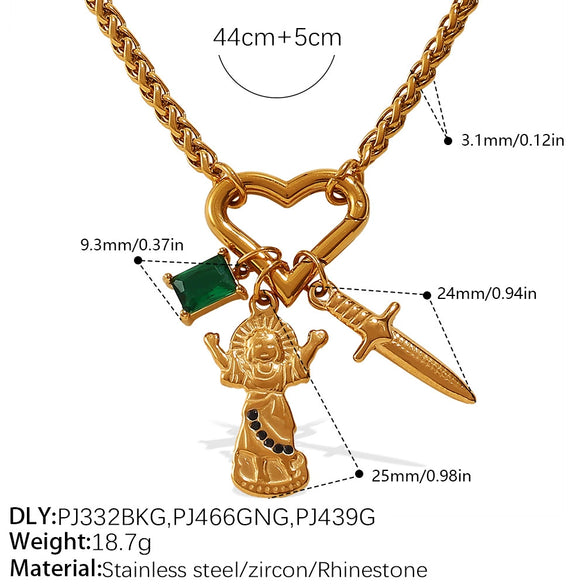 316L Stainless Steel Geometric Heartshaped Pendant Light Luxury Style Plated Necklace For Women