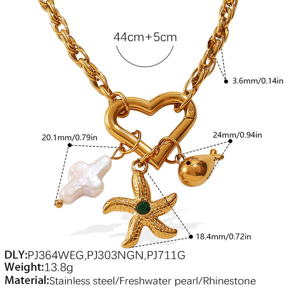 316L Stainless Steel Geometric Heartshaped Pendant Light Luxury Style Plated Necklace For Women