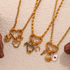316L Stainless Steel Geometric Heartshaped Pendant Light Luxury Style Plated Necklace For Women
