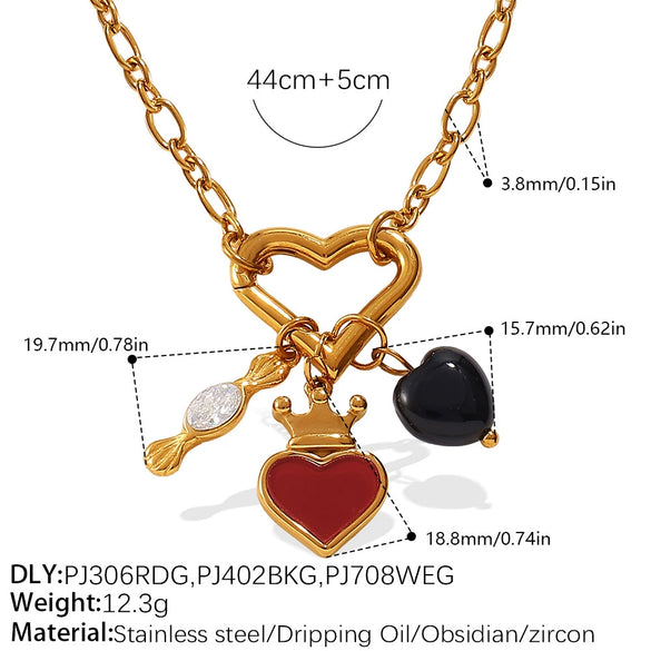316L Stainless Steel Geometric Heartshaped Pendant Light Luxury Style Plated Necklace For Women