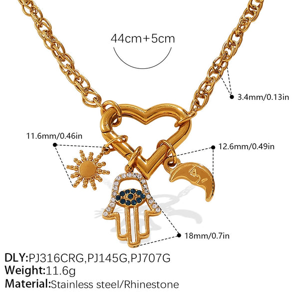 316L Stainless Steel Geometric Heartshaped Pendant Light Luxury Style Plated Necklace For Women