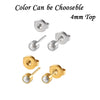 Stainless Steel Geometric Heartshaped Rhinestone Electroplated Ear Studs With Flower Design
