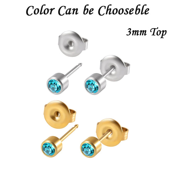 Stainless Steel Geometric Heartshaped Rhinestone Electroplated Ear Studs With Flower Design