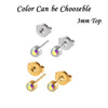 Stainless Steel Geometric Heartshaped Rhinestone Electroplated Ear Studs With Flower Design