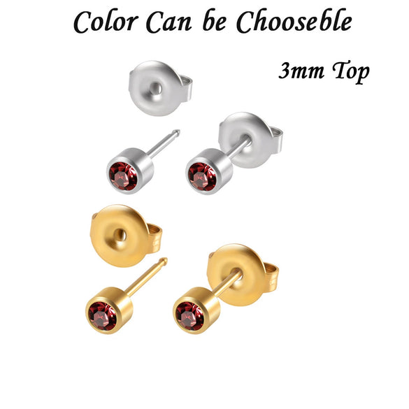 Stainless Steel Geometric Heartshaped Rhinestone Electroplated Ear Studs With Flower Design