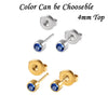 Stainless Steel Geometric Heartshaped Rhinestone Electroplated Ear Studs With Flower Design