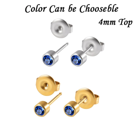 Stainless Steel Geometric Heartshaped Rhinestone Electroplated Ear Studs With Flower Design