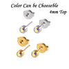Stainless Steel Geometric Heartshaped Rhinestone Electroplated Ear Studs With Flower Design