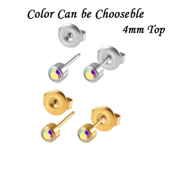 Stainless Steel Geometric Heartshaped Rhinestone Electroplated Ear Studs With Flower Design