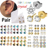 Stainless Steel Geometric Heartshaped Rhinestone Electroplated Ear Studs With Flower Design