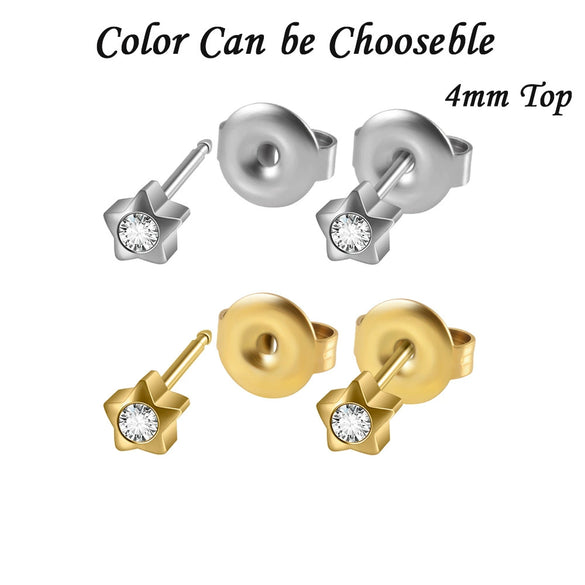 Stainless Steel Geometric Heartshaped Rhinestone Electroplated Ear Studs With Flower Design