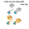 Stainless Steel Geometric Heartshaped Rhinestone Electroplated Ear Studs With Flower Design