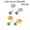 Stainless Steel Geometric Heartshaped Rhinestone Electroplated Ear Studs With Flower Design