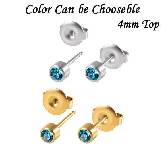 Stainless Steel Geometric Heartshaped Rhinestone Electroplated Ear Studs With Flower Design