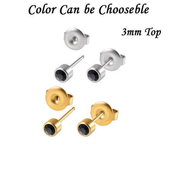 Stainless Steel Geometric Heartshaped Rhinestone Electroplated Ear Studs With Flower Design