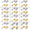 Stainless Steel Geometric Heartshaped Rhinestone Electroplated Ear Studs With Flower Design