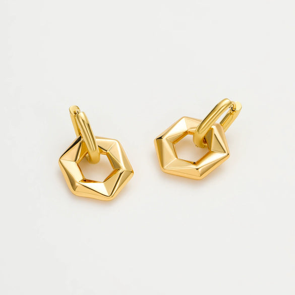 Stainless Steel Geometric Hexagonal Vintage Electroplating Women's Earrings