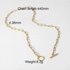 Stainless Steel Geometric Hip Hop Style Necklace With 18K Gold Plated Coarse Chain And Ot Buckle