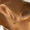 Stainless Steel Geometric Hip Hop Style Necklace With 18K Gold Plated Coarse Chain And Ot Buckle