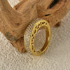 Stainless Steel Geometric Hollow Design Microinlaid Row Diamond Electroplated Women's Ring
