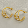 Stainless Steel Geometric Hollow Earrings Electroplated For Women