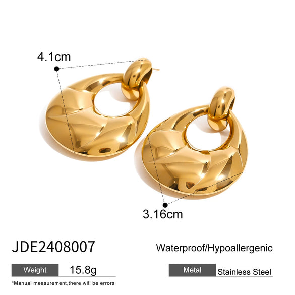 Stainless Steel Geometric Hollow Earrings Jewelry With Electroplating For Women