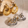 Stainless Steel Geometric Hollow Earrings Jewelry With Electroplating For Women