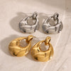 Stainless Steel Geometric Hollow Earrings Jewelry With Electroplating For Women