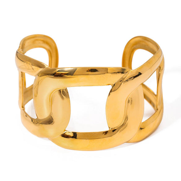 Stainless Steel Geometric Hollow Electroplated Bracelet