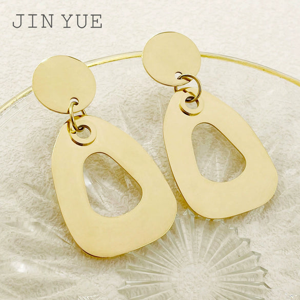 Stainless Steel Geometric Hollow Electroplated Earrings