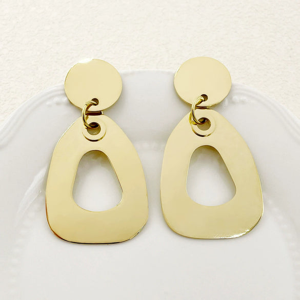 Stainless Steel Geometric Hollow Electroplated Earrings