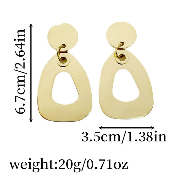 Stainless Steel Geometric Hollow Electroplated Earrings
