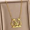 Stainless Steel Geometric Hollow Heart Pendant Necklace With Electroplating And Cross Chain Design For Unisex