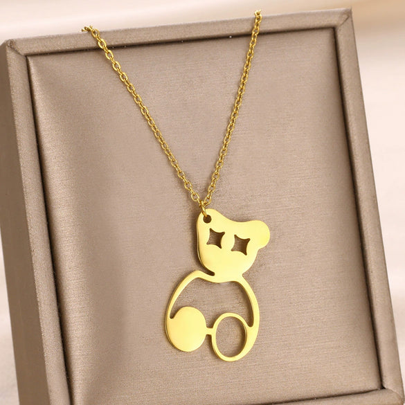 Stainless Steel Geometric Hollow Heart Pendant Necklace With Electroplating And Cross Chain Design For Unisex
