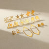 Stainless Steel Geometric Hollow Heartshaped Square Electroplated Gold Earrings Unisex