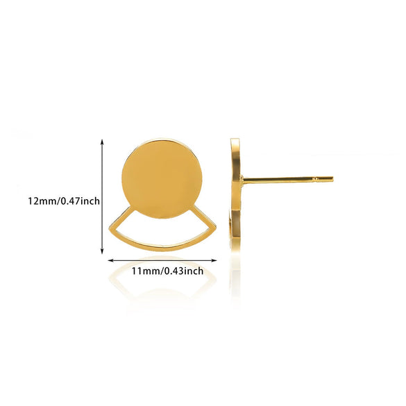 Stainless Steel Geometric Hollow Heartshaped Square Electroplated Gold Earrings Unisex